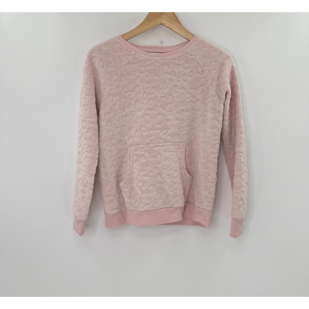 BCBGIRLS Pink Plush Fuzzy Pullover Sweatshirt with Pocket - Size L (14/16)‎